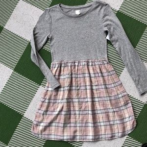 Gap girls pink & gray plaid dress w/long sleeves